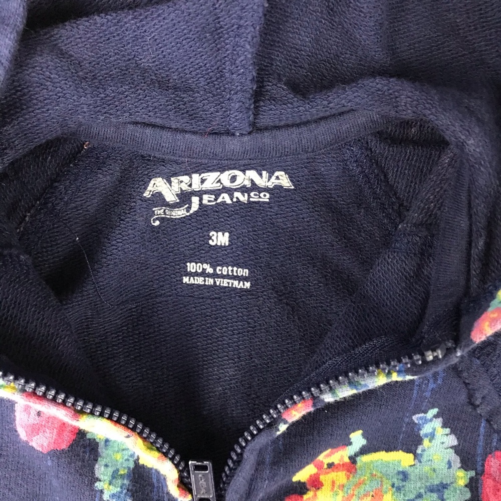Arizona Jeans Co Hooded Light Jacket Blue Floral - Picture 3 of 4